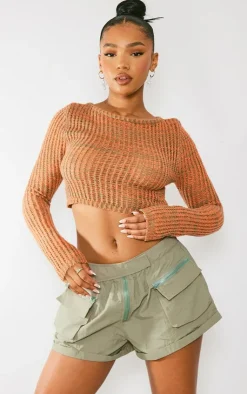 PrettyLittleThing Sweaters*Spacedye Knit Fitted Crop Sweater