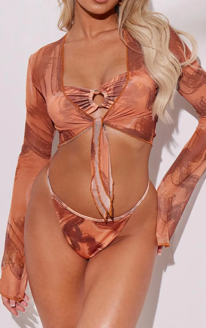 Rust Swirl Mesh Beach Top