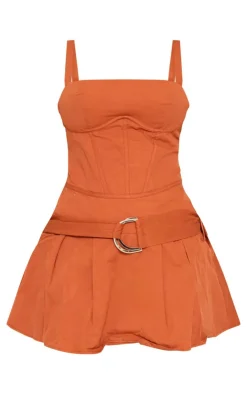 Tailored Woven Underwired Belted Shift Dress-PrettyLittleThing Outlet