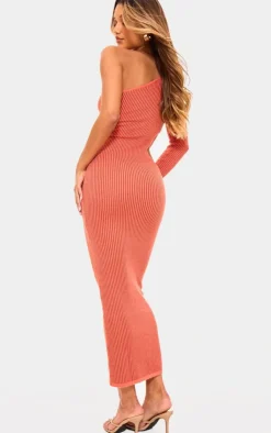Two Tone Knit One Shoulder Cut Out Maxi Dress-PrettyLittleThing Online