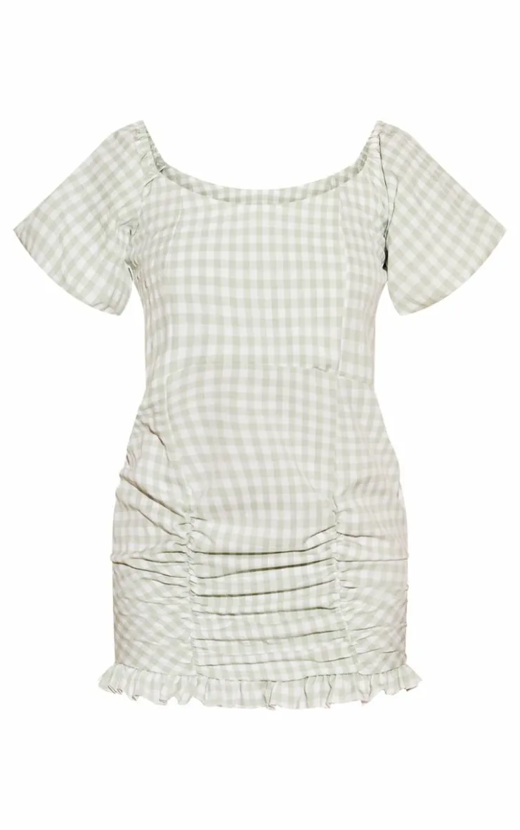 Gingham Puff Sleeve Bodycon Dress-PrettyLittleThing Best