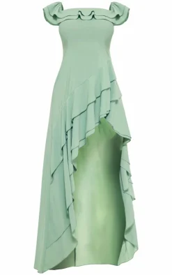 Bardot Ruffle Detail Midi Dress-PrettyLittleThing Clearance