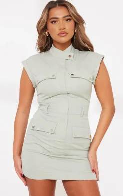 Cargo Sleeveless Pocket Detail Bodycon Dress-PrettyLittleThing Discount