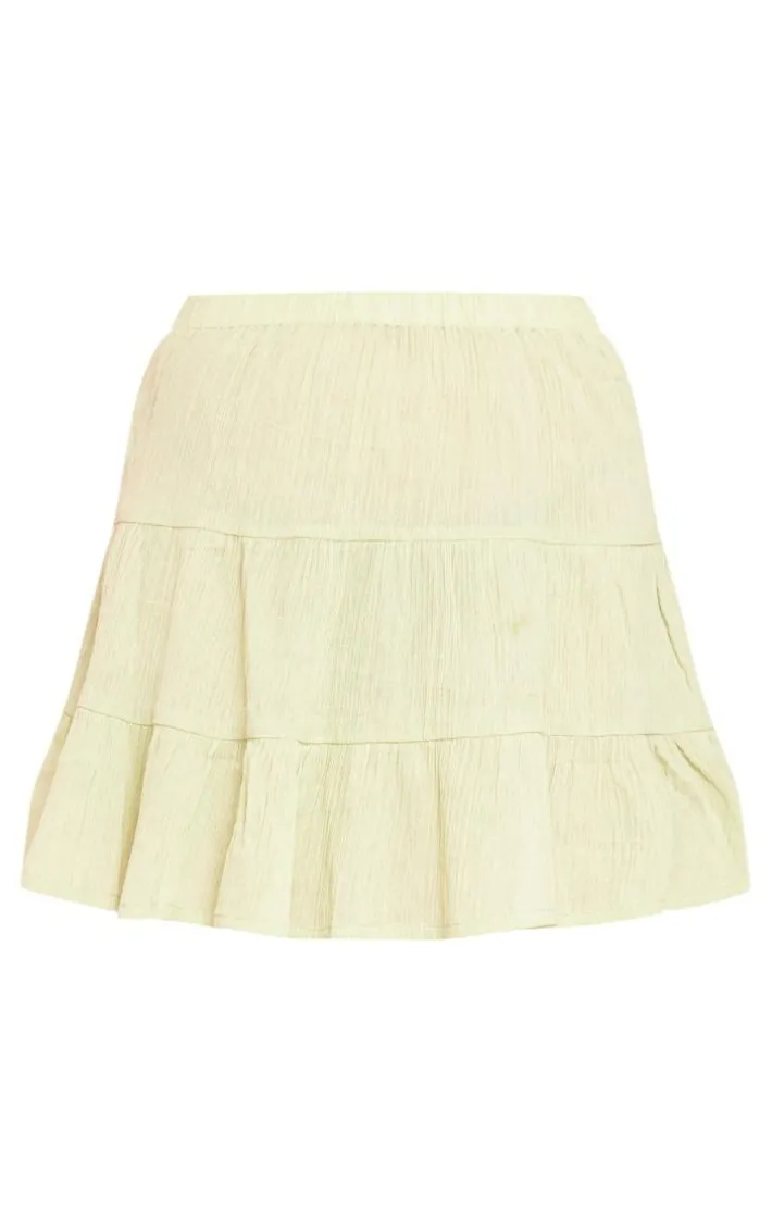 Sage Green Cheesecloth Tierred Frill Mini Skirt