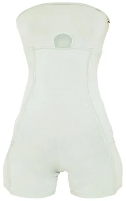 Sage Green Jersey Binding Detail Cut Out Bandeau Romper