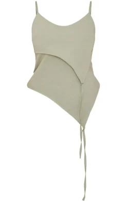 PrettyLittleThing Camisole*Linen Asymmetric Strappy Detail Cami Top