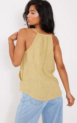 PrettyLittleThing Camisole*Linen Look Cowl Drape Cami Long Top