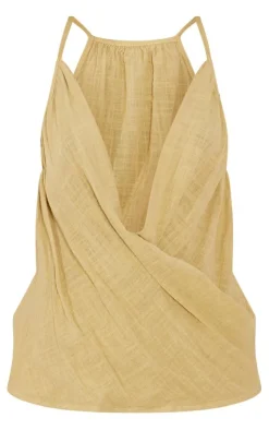 PrettyLittleThing Camisole*Linen Look Cowl Drape Cami Long Top