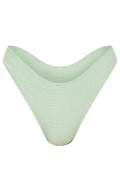 Sage Green Mini Crinkle Cheeky Bum Bikini Bottoms