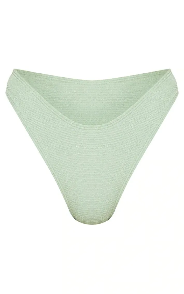 Sage Green Mini Crinkle Square Neck Underwired Bikini Top