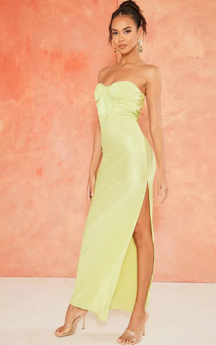 Plisse Underwired Bandeau Maxi Dress-PrettyLittleThing Online