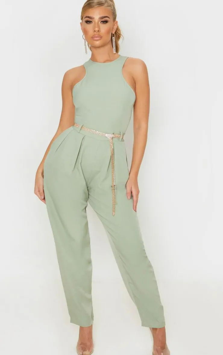 Racer Back Pocket Detail Jumpsuit-PrettyLittleThing Discount