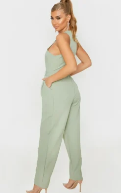 Racer Back Pocket Detail Jumpsuit-PrettyLittleThing Discount