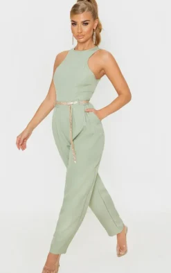 Racer Back Pocket Detail Jumpsuit-PrettyLittleThing Discount