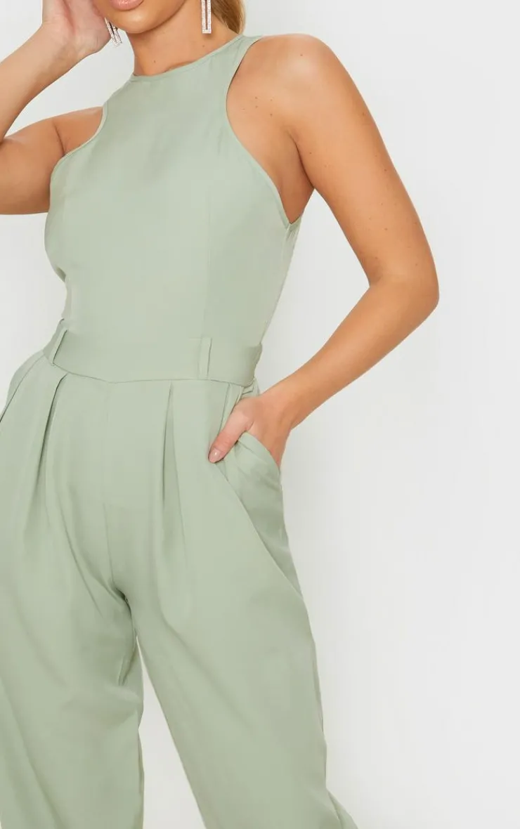 Racer Back Pocket Detail Jumpsuit-PrettyLittleThing Discount