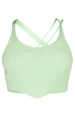 PrettyLittleThing Knitted Tops*Rib Knit Halterneck Cropped Bandeau