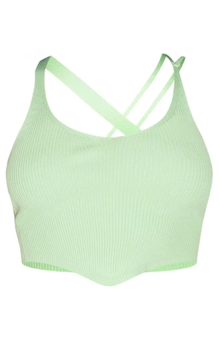 PrettyLittleThing Knitted Tops*Rib Knit Halterneck Cropped Bandeau