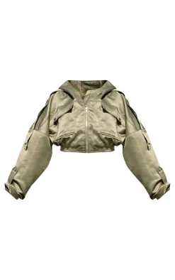 PrettyLittleThing Bomber Jackets*Satin Oversized Hooded Pocket Bomber Jacket