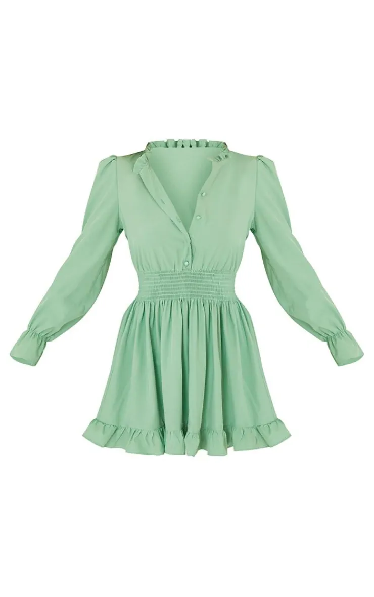 Shirred Waist Shirt Dress-PrettyLittleThing Best