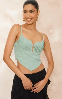 PrettyLittleThing Corsets*Strappy Pleated Bust Corset Detail Crop Top