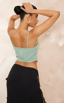 PrettyLittleThing Corsets*Strappy Pleated Bust Corset Detail Crop Top