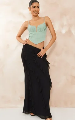 PrettyLittleThing Corsets*Strappy Pleated Bust Corset Detail Crop Top