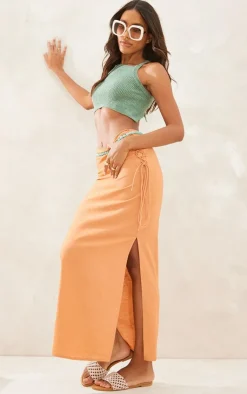 PrettyLittleThing Knitted Tops*Tape Knit Strappy Back Crop Top