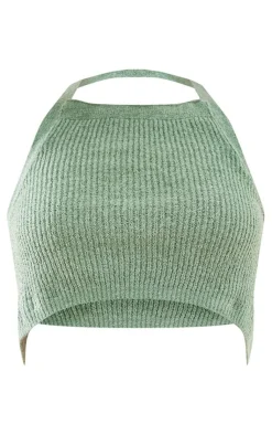 PrettyLittleThing Knitted Tops*Tape Knit Strappy Back Crop Top