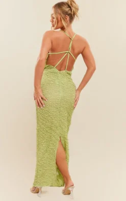 Textured Cowl Cut Out Back Maxi Dress-PrettyLittleThing Outlet