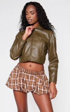 PrettyLittleThing Faux Leather Jackets*Textured Faux Leather Minimal Biker Jacket