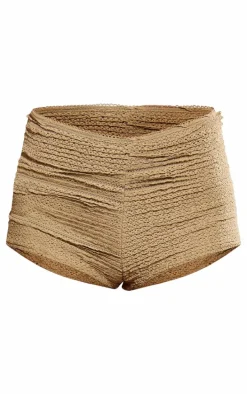 Sage Green Textured Low Rise Hot Pants