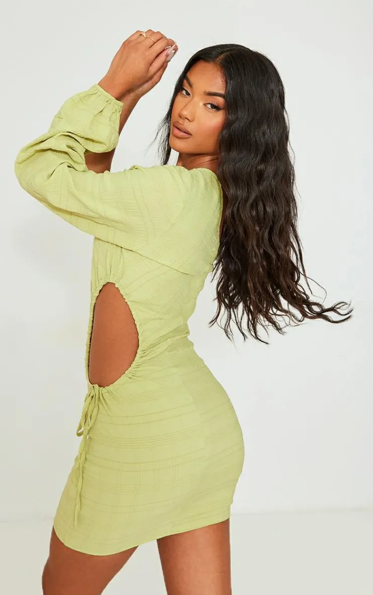 Textured Woven Ruched Cut Out One Shoulder Shift Dress-PrettyLittleThing Discount