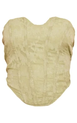 PrettyLittleThing Corsets*Textured Woven Boned Tie Back Corset
