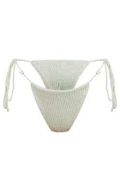 Sage Green Tie Side Crochet Bikini Bottoms