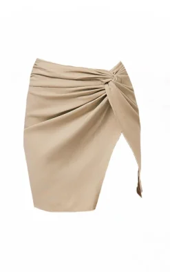 Best PrettyLittleThing Twist Front Split Leg Mini Skirt Sage Green