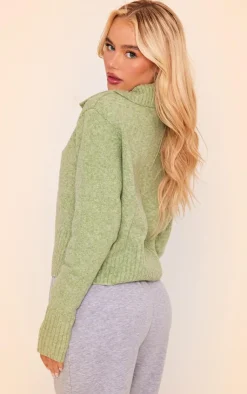 PrettyLittleThing Sweaters*Half Zip Knit Crop Sweater