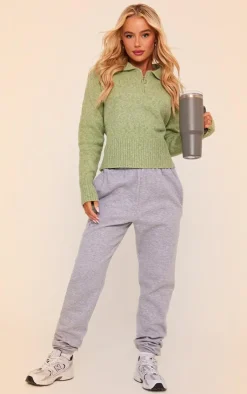 PrettyLittleThing Sweaters*Half Zip Knit Crop Sweater