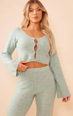PrettyLittleThing Knitted Two Piece Sets*Hook & Eye Tie Back Knitted Crop Sweater