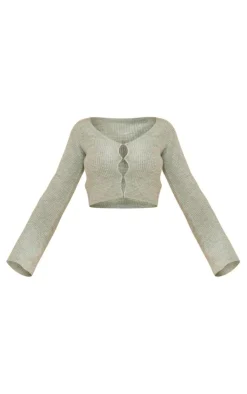 PrettyLittleThing Knitted Two Piece Sets*Hook & Eye Tie Back Knitted Crop Sweater