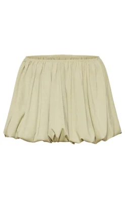 Hot PrettyLittleThing Jersey Puff Ball Mini Skirt Sage