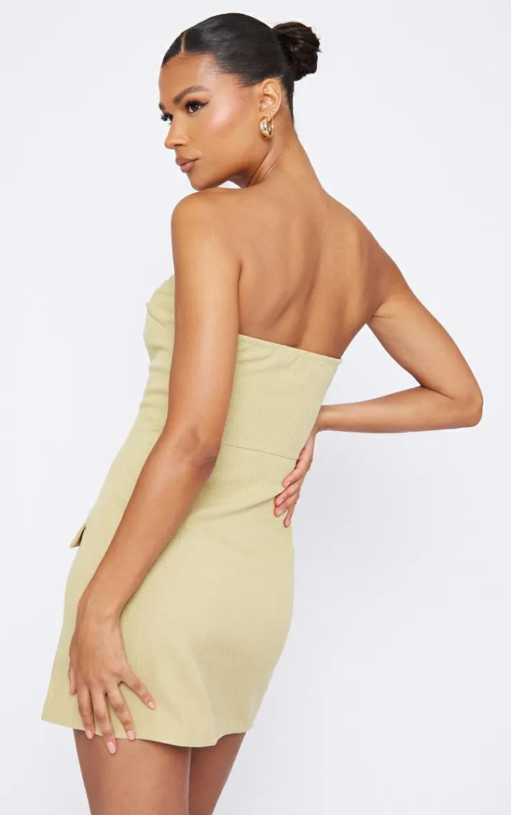 Bandeau Button Pocket Detail Bodycon Dress-PrettyLittleThing Best