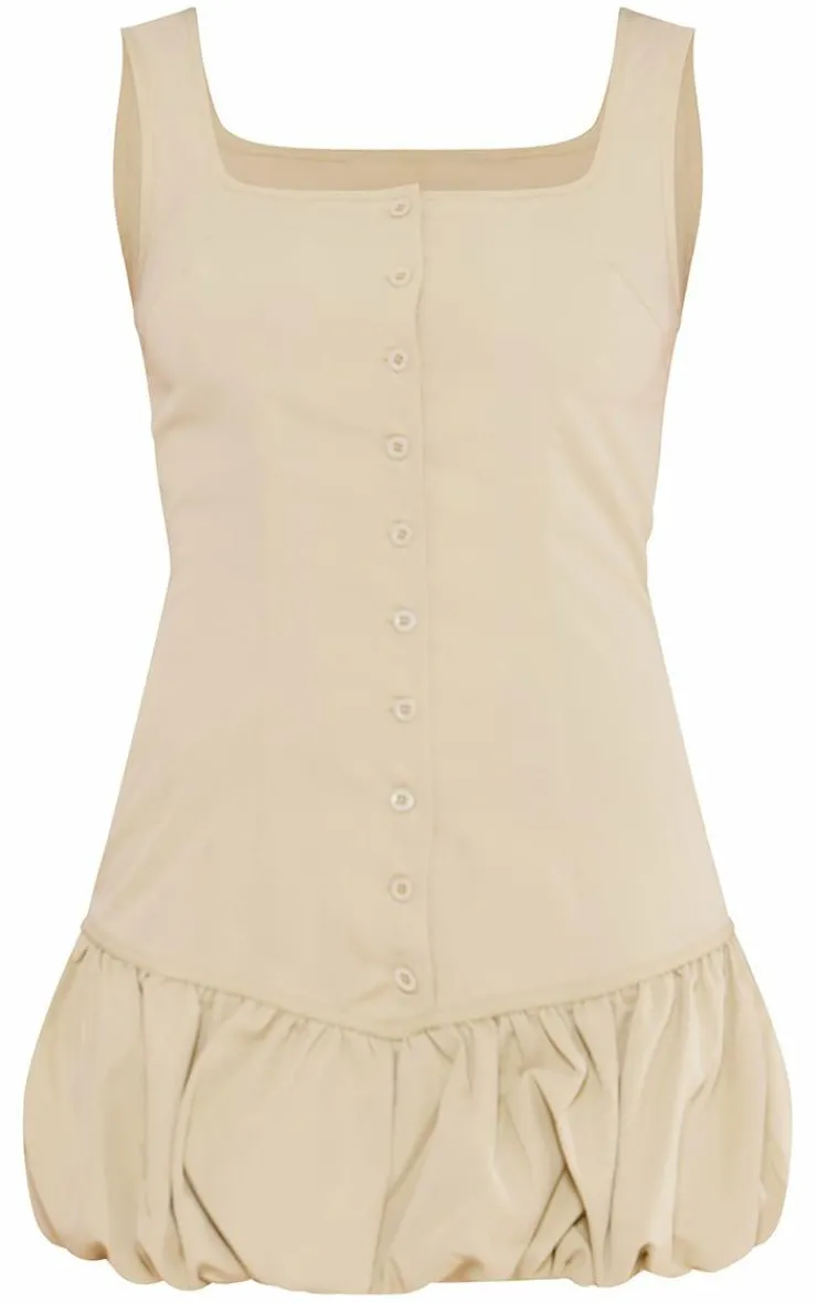 Button Up Puff Ball Dress-PrettyLittleThing Best