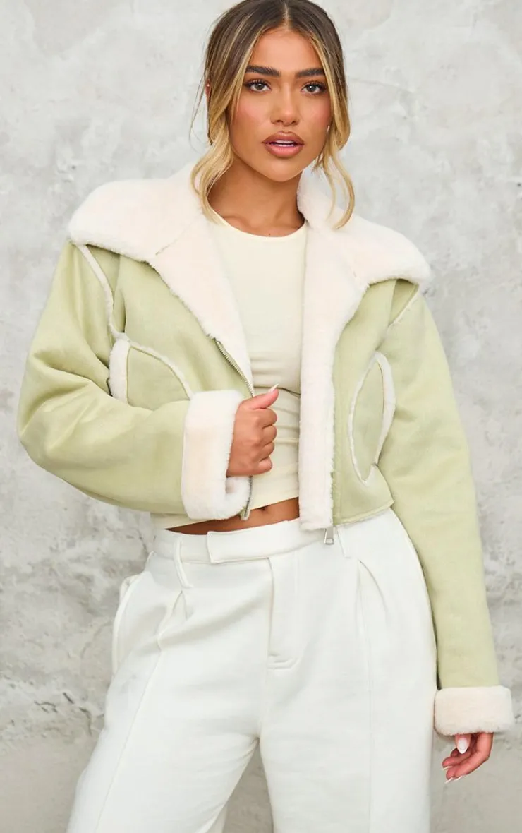 PrettyLittleThing Aviator Jackets*Multi Buckle Contrast Fabrics Aviator