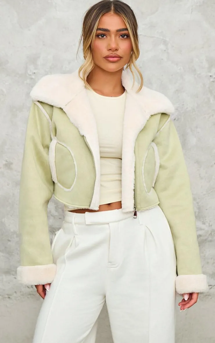 PrettyLittleThing Aviator Jackets*Multi Buckle Contrast Fabrics Aviator