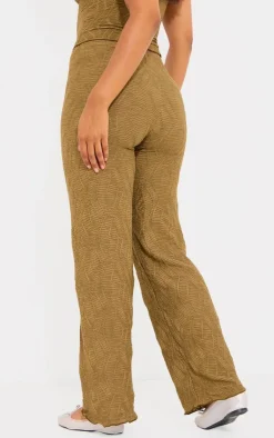 New PrettyLittleThing Textured Straight Leg Pant Sage Khaki