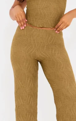 New PrettyLittleThing Textured Straight Leg Pant Sage Khaki