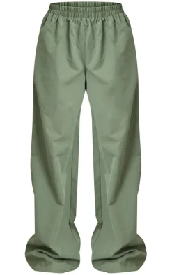 Online PrettyLittleThing Woven Oversized Wide Leg Pants Sage Khaki