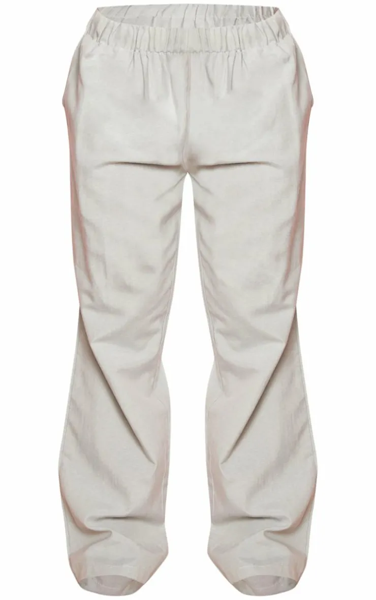 Online PrettyLittleThing Linen Look Wide Leg Pants Sage