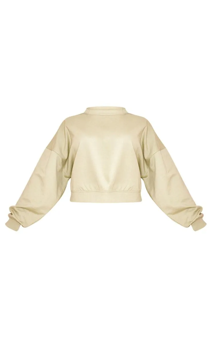 Discount PrettyLittleThing Premium Oversized Boxy Sweat Sage