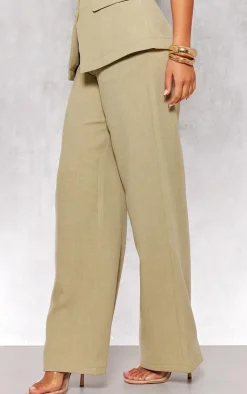 Best PrettyLittleThing Premium Tailored Woven High Waist Wide Leg Pants Sage